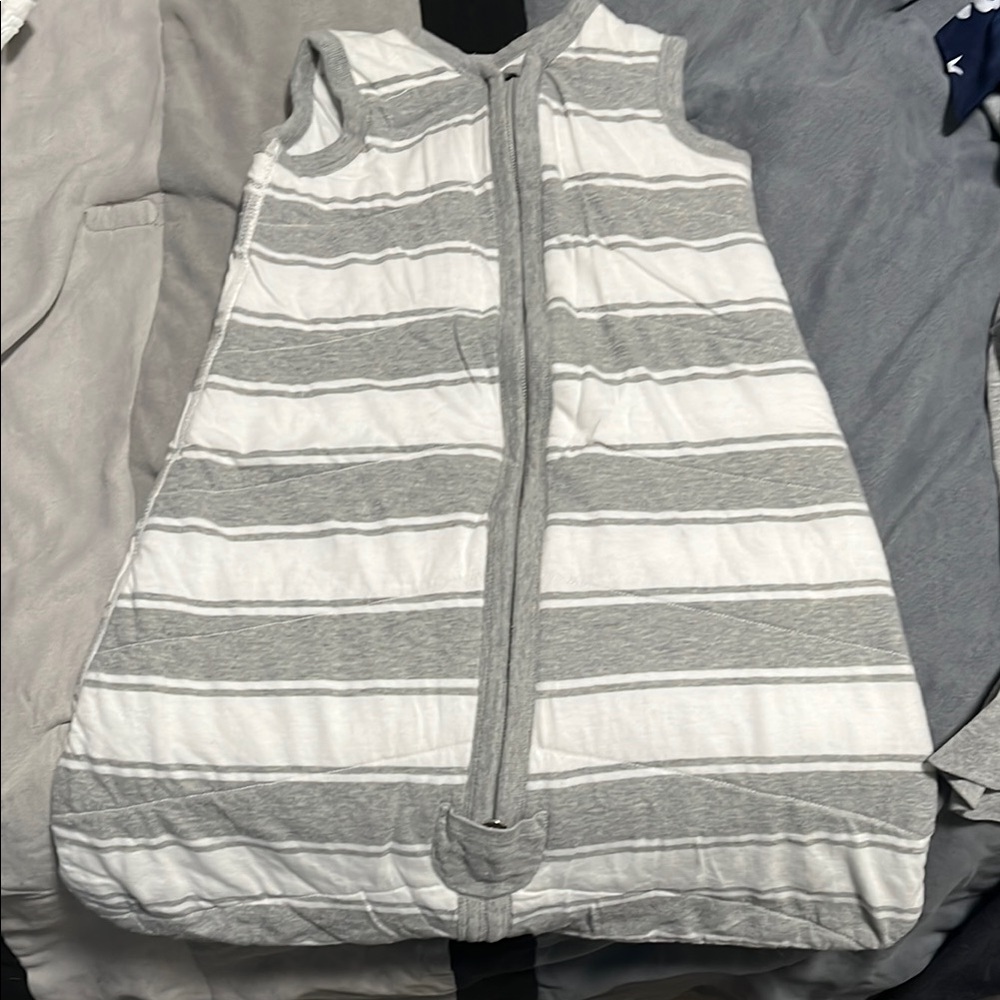 Burt's Bees Gray and White Striped Sleep Sack